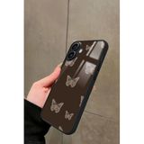 Snacase iPhone 16 Plus ile Uyumlu Kahverengi Kelebek Tasarımlı Glossy Premium Kılıf