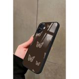 Snacase iPhone 16 Uyumlu Kahverengi Kelebek Tasarımlı Glossy Premium Kılıf