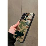 Snacase iPhone 16 Uyumlu Kamuflaj Tasarımlı Glossy Premium Kılıf, Çift Katmanlı, Yeşil-Kahverengi