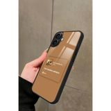 Snacase iPhone 16 Uyumlu Şarkı Sözü Tasarımlı Glossy Premium Kılıf, Çift Katmanlı, Kahverengi