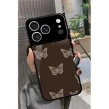 Snacase iPhone 17 Pro ile Uyumlu Kahverengi Kelebek Tasarımlı Glossy Premium Kılıf