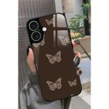 Snacase iPhone 17 Uyumlu Kahverengi Kelebek Tasarımlı Glossy Premium Kılıf