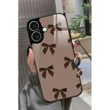 Snacase iPhone 17 Uyumlu Kahverengi Kurdele Tasarımlı Glossy Premium Kılıf