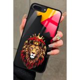 Snacase iPhone 7 Plus ile Uyumlu Aslan Tasarımlı Glossy Premium Kılıf, Galatasaray, Siyah
