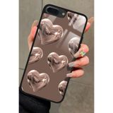 Snacase iPhone 7 Plus ile Uyumlu Kahverengi Kalp Tasarımlı Glossy Premium Kılıf