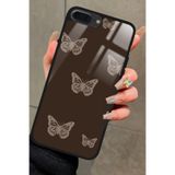 Snacase iPhone 8 Plus ile Uyumlu Kahverengi Kelebek Tasarımlı Glossy Premium Kılıf