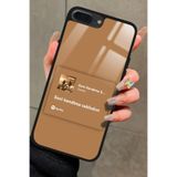 Snacase iPhone 8 Plus ile Uyumlu Şarkı Sözü Tasarımlı Glossy Premium Kılıf, Kahverengi
