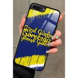 Snacase iPhone 8 Plus ile Uyumlu Taraftar Sözü Yazılı Glossy Premium Kılıf, Fenerbahçe, Çift Katmanlı