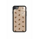 Snacase iPhone SE ile Uyumlu Ayıcık Tasarımlı Glossy Premium Kılıf, Kahverengi