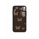 Snacase iPhone SE ile Uyumlu Kahverengi Kelebek Tasarımlı Glossy Premium Kılıf