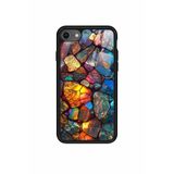 Snacase iPhone SE ile Uyumlu Renkli Taş Tasarımlı Glossy Premium Kılıf, Çift Katmanlı, Renkli