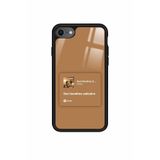 Snacase iPhone SE ile Uyumlu Şarkı Sözü Tasarımlı Glossy Premium Kılıf, Kahverengi
