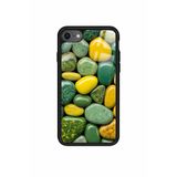 Snacase iPhone SE ile Uyumlu Yeşil & Sarı Taş Tasarımlı Glossy Premium Kılıf