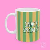 Snack Specialist Yazılı Eğlence ve Mizah Temalı Porselen Hediyelik Kahve Kupası - Beyaz - 325 ml