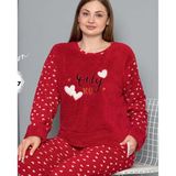 Snc Homewear Kırmızı Welsoft Kalpli Pijama Takımı