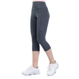 Snc Kadın Yüksek Bel Kapri Yoga Tayt, Polyester Spandeks, Toparlayıcı Özellikli, Cepli, Siyah, Spor ve Günlük Kullanım (Gri, 2XL)