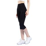 Snc Kadın Yüksek Bel Kapri Yoga Tayt, Polyester Spandeks, Toparlayıcı Özellikli, Cepli, Siyah, Spor ve Günlük Kullanım (Siyah, M)