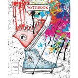 Sneakers Notebook, Composition, Wide Ruled, Glossy Finish, Paperback, Art Cover with Sneakers, 100 Pages