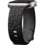 Sneezy Apple Watch İle Uyumlu 38 40 41mm Leopar Desenli Yumuşak Silikon Kordon Seri 2 3 4 5 6 Se 7 8 9 10 42mm Siyah