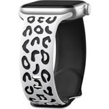 Sneezy Apple Watch İle Uyumlu 44 45 46mm Leopar Desenli Yumuşak Silikon Kordon Seri 2 3 4 5 6 Se 7 8 9 10 Beyaz
