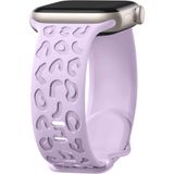 Sneezy Apple Watch İle Uyumlu 44 45 46mm Leopar Desenli Yumuşak Silikon Kordon Seri 2 3 4 5 6 Se 7 8 9 10 Lila