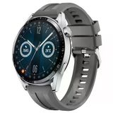 Sneezy Huawei Watch Gt3 46Mm Gt2 46Mm İle Uyumlu Spor Silikon Metal Tokalı Soft Saat Kordonu Koyu Gri
