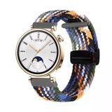 Sneezy Huawei Watch Gt4 41Mm İle Uyumlu 18Mm Fiberlink Manyetik Tokalı Örgü Kordon Siyah - Turuncu