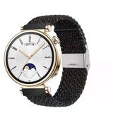 Sneezy Huawei Watch Gt4 41Mm İle Uyumlu 18Mm Metal Klips Solo Fiberlink Örgü Kordon Gökkuşağı Siyah