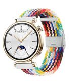 Sneezy Huawei Watch Gt4 41Mm İle Uyumlu 18Mm Metal Klips Solo Fiberlink Örgü Kordon Gökkuşağı