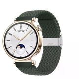 Sneezy Huawei Watch Gt4 41Mm İle Uyumlu 18Mm Metal Klips Solo Fiberlink Örgü Kordon Haki