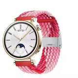 Sneezy Huawei Watch Gt4 41Mm İle Uyumlu 18Mm Metal Klips Solo Fiberlink Örgü Kordon Kırmızı Beyaz