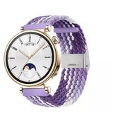 Sneezy Huawei Watch Gt4 41Mm İle Uyumlu 18Mm Metal Klips Solo Fiberlink Örgü Kordon Lila Beyaz