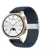 Sneezy Huawei Watch Gt4 41Mm İle Uyumlu 18Mm Metal Klips Solo Fiberlink Örgü Kordon Mavi Koyu
