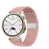 Sneezy Huawei Watch Gt4 41Mm İle Uyumlu 18Mm Metal Klips Solo Fiberlink Örgü Kordon Pembe