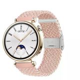 Sneezy Huawei Watch Gt4 41Mm İle Uyumlu 18Mm Metal Klips Solo Fiberlink Örgü Kordon Pudra