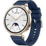 Sneezy Huawei Watch Gt4 41Mm İle Uyumlu Dikiş Desenli Metal Tokalı Dokuma Silikon Kordon Lacivert