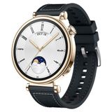 Sneezy Huawei Watch Gt4 41Mm İle Uyumlu Dikiş Desenli Metal Tokalı Dokuma Silikon Kordon Siyah