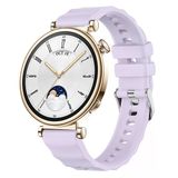 Sneezy Huawei Watch Gt4 41Mm İle Uyumlu Softflex Metal Tokalı Spor Silikon Akıllı Saat Kordonu Lila