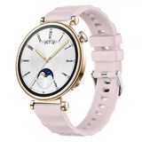 Sneezy Huawei Watch Gt4 41Mm İle Uyumlu Softflex Metal Tokalı Spor Silikon Akıllı Saat Kordonu Pudra