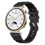 Sneezy Huawei Watch Gt4 41Mm İle Uyumlu Softflex Metal Tokalı Spor Silikon Akıllı Saat Kordonu Siyah