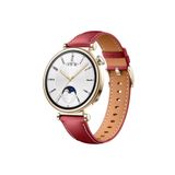 Sneezy Huawei Watch GT4 41mm İle Uyumlu Starlight Gold Metal Tokalı Deri Zarif Şık Kordon
