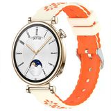 Sneezy Huawei Watch Gt4 41Mm Uyumlu Çiçek Desenli Yumuşak Silikon Kordon Şık Ve Nefes Alabilen Spor Kordon Turuncu