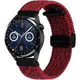Sneezy Huawei Watch Gt4 46Mm İle Uyumlu 22Mm Fiberlink Manyetik Tokalı Kumaş Örgü Kordon Kırmızı Koyu