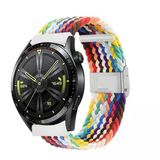 Sneezy Huawei Watch Gt4 46Mm İle Uyumlu 22Mm Metal Klips Solo Fiberlink Örgü Kordon Gökkuşağı