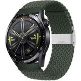 Sneezy Huawei Watch Gt4 46Mm İle Uyumlu 22Mm Metal Klips Solo Fiberlink Örgü Kordon Haki