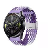 Sneezy Huawei Watch Gt4 46Mm İle Uyumlu 22Mm Metal Klips Solo Fiberlink Örgü Kordon Lila Beyaz