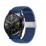 Sneezy Huawei Watch Gt4 46Mm İle Uyumlu 22Mm Metal Klips Solo Fiberlink Örgü Kordon Mavi Gökkuşağı