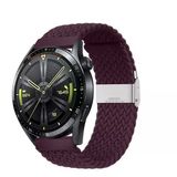 Sneezy Huawei Watch Gt4 46Mm İle Uyumlu 22Mm Metal Klips Solo Fiberlink Örgü Kordon Mürdüm