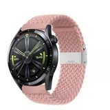 Sneezy Huawei Watch Gt4 46Mm İle Uyumlu 22Mm Metal Klips Solo Fiberlink Örgü Kordon Pembe