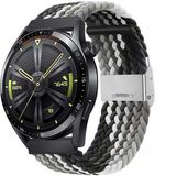 Sneezy Huawei Watch Gt4 46Mm İle Uyumlu 22Mm Metal Klips Solo Fiberlink Örgü Kordon Siyah Beyaz